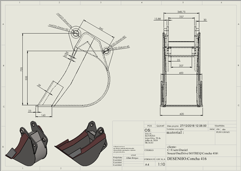 Projeto 3D Caçamba Caterpillar